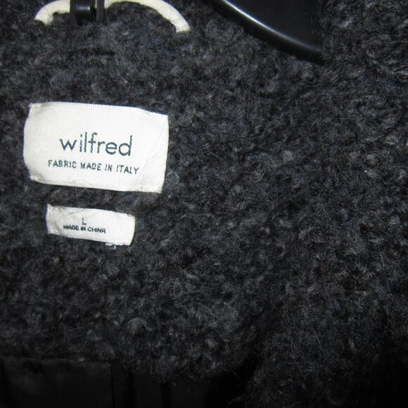 Aritzia Wilfred Sz L Gondry Coat Jacket Blazer Cardigan Boucle Teddy Gray Wool - Picture 3 of 4